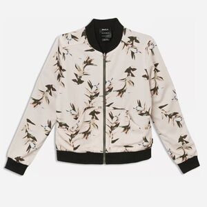 RVCA Heldon Pink Floral Black Reversible Long-Sleeve Bomber Jacket Size Small